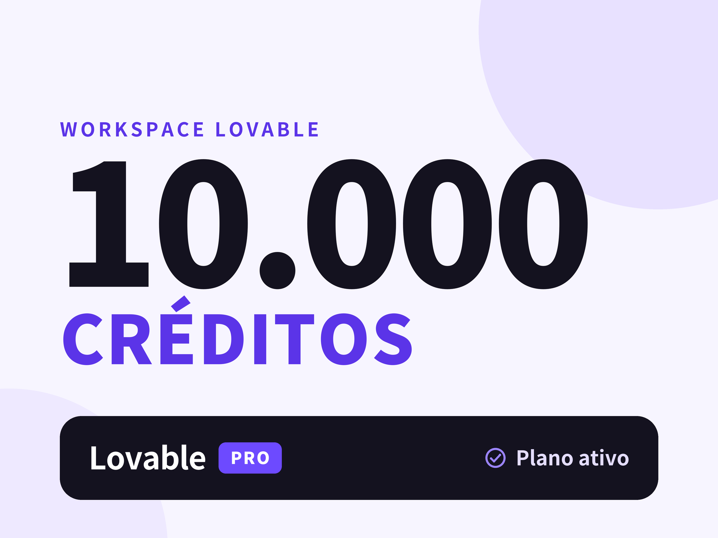 Workspace com 10.000 créditos