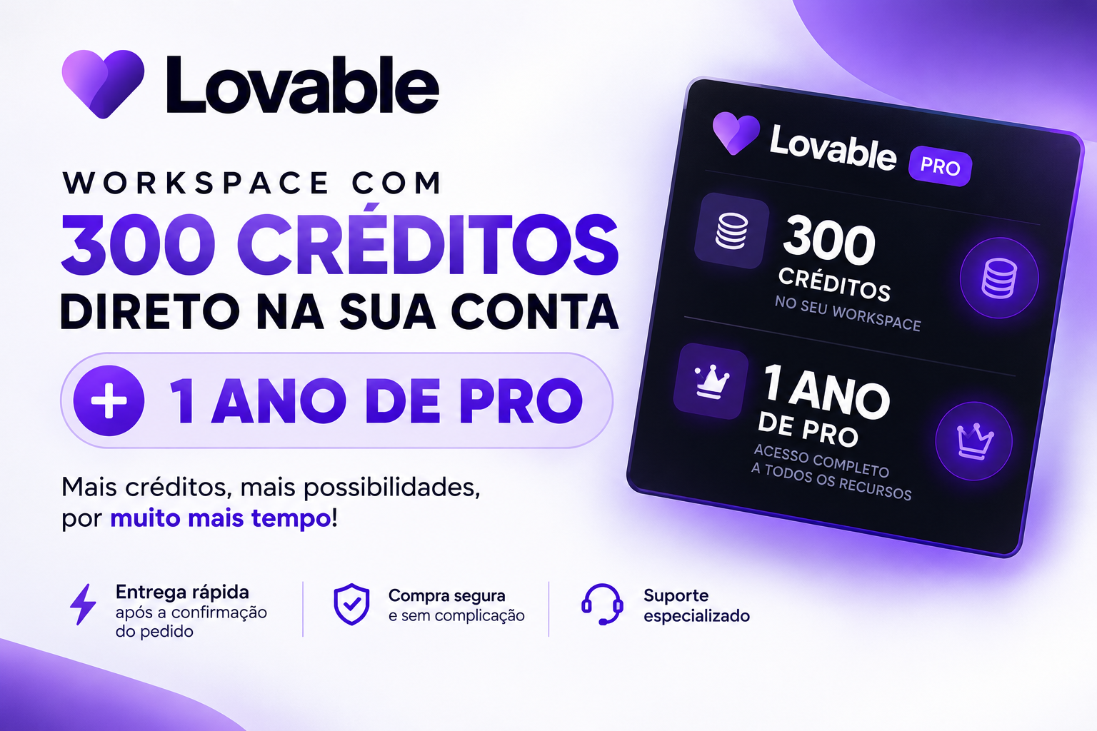 workspace com 300 créditos + 1 ano pro
