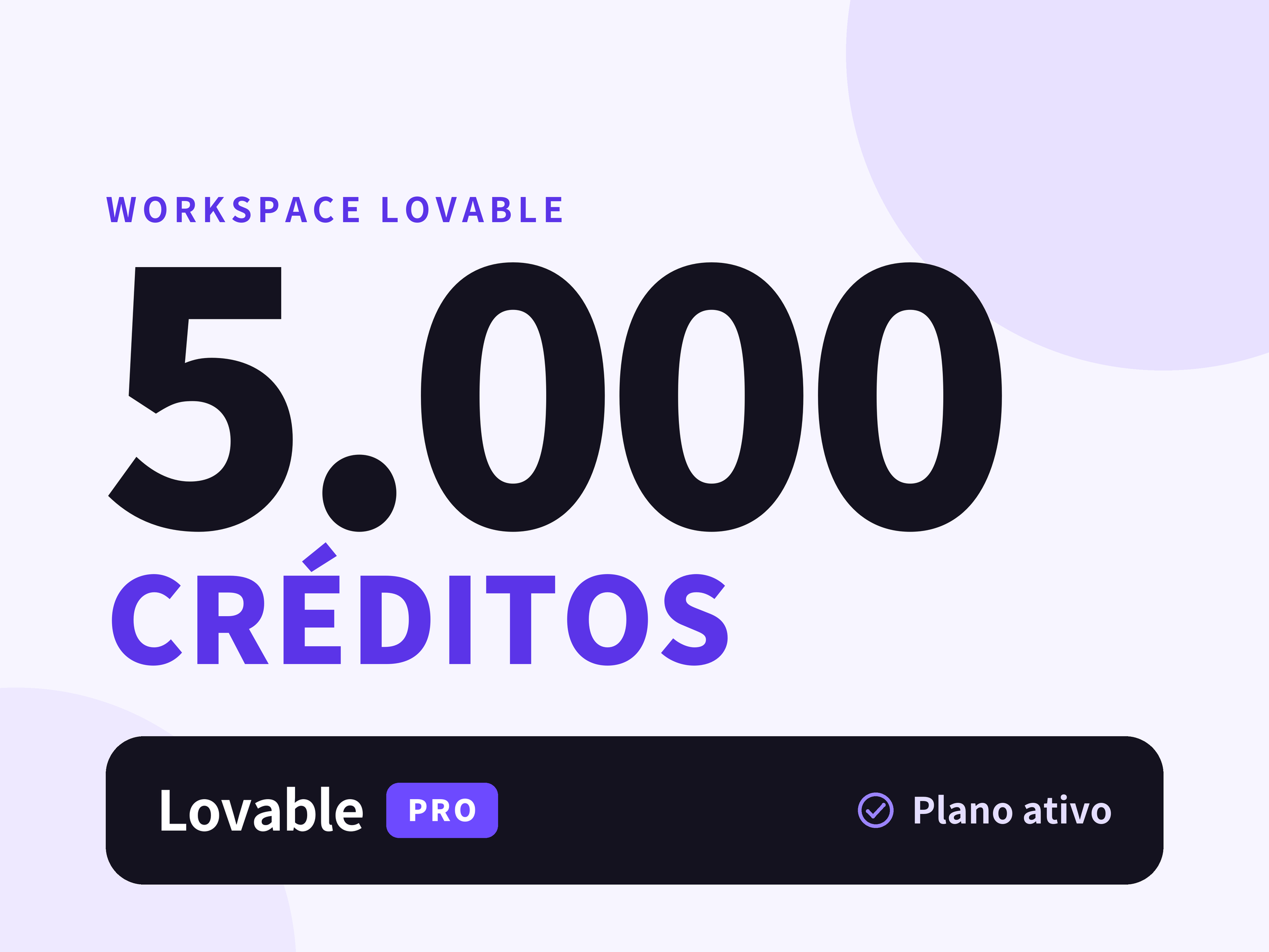 Workspace com 5.000 créditos